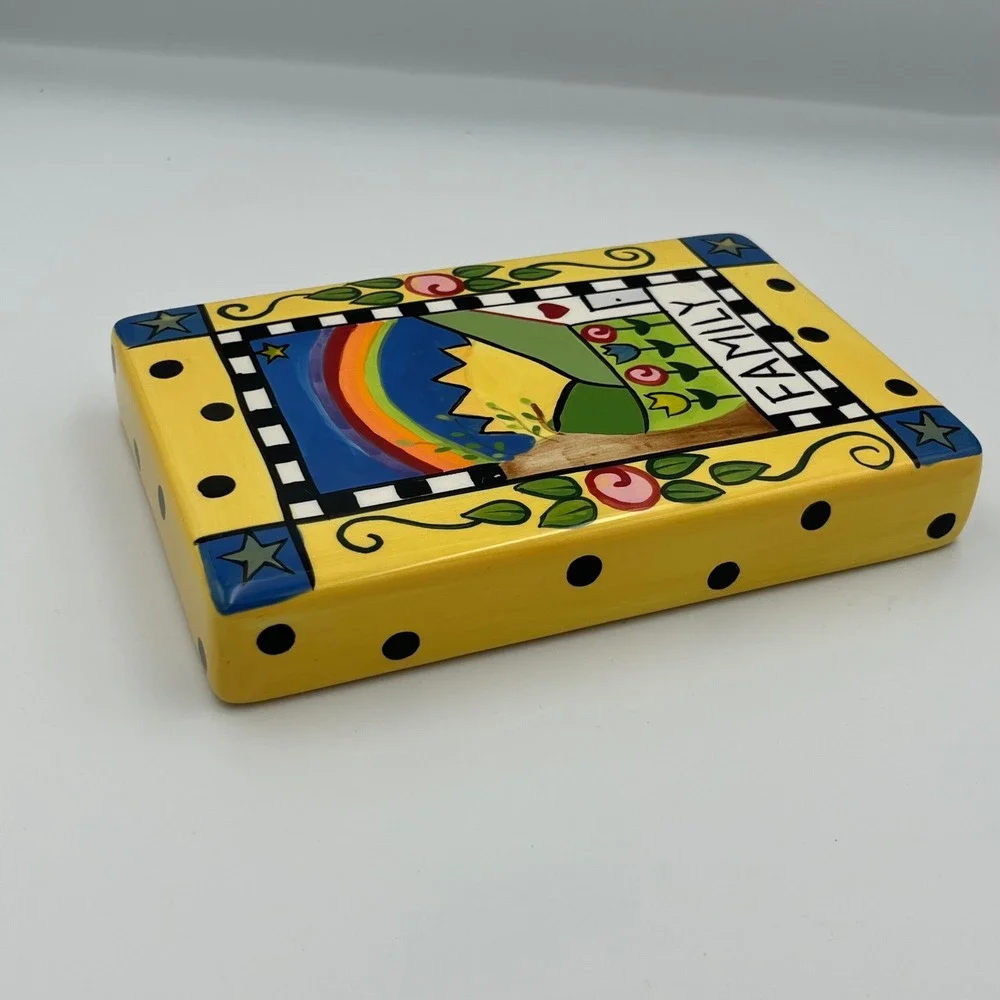 Decorative Family Housewarming Gift Ceramic Plaque Yellow Rainbow Home Decor‎